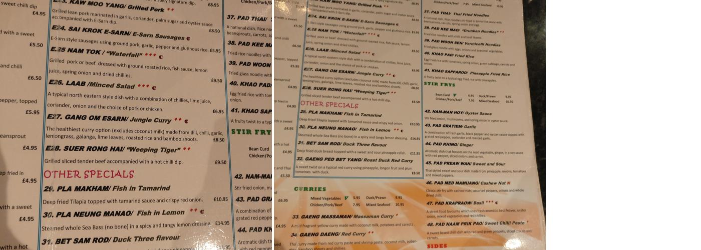 Crazy Wendy's Thai Restaurant and Takeaway Menu