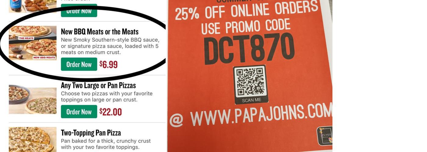 Papa Johns Pizza Menu