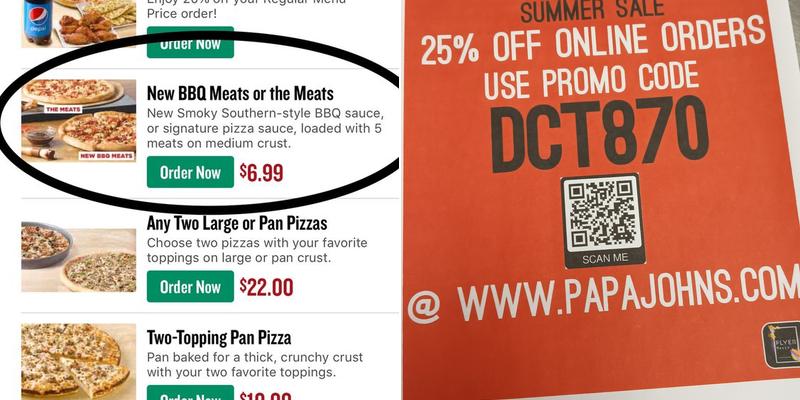 Papa Johns Pizza Menu