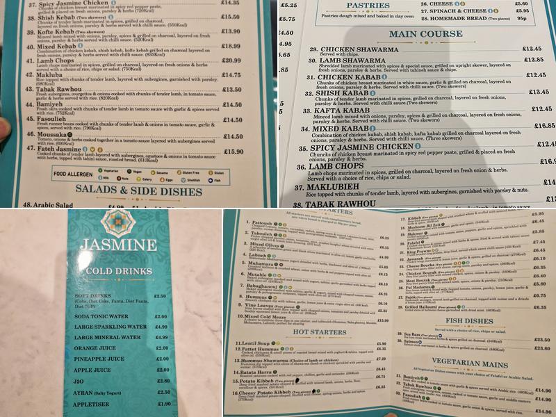 Jasmine Restaurant Menu