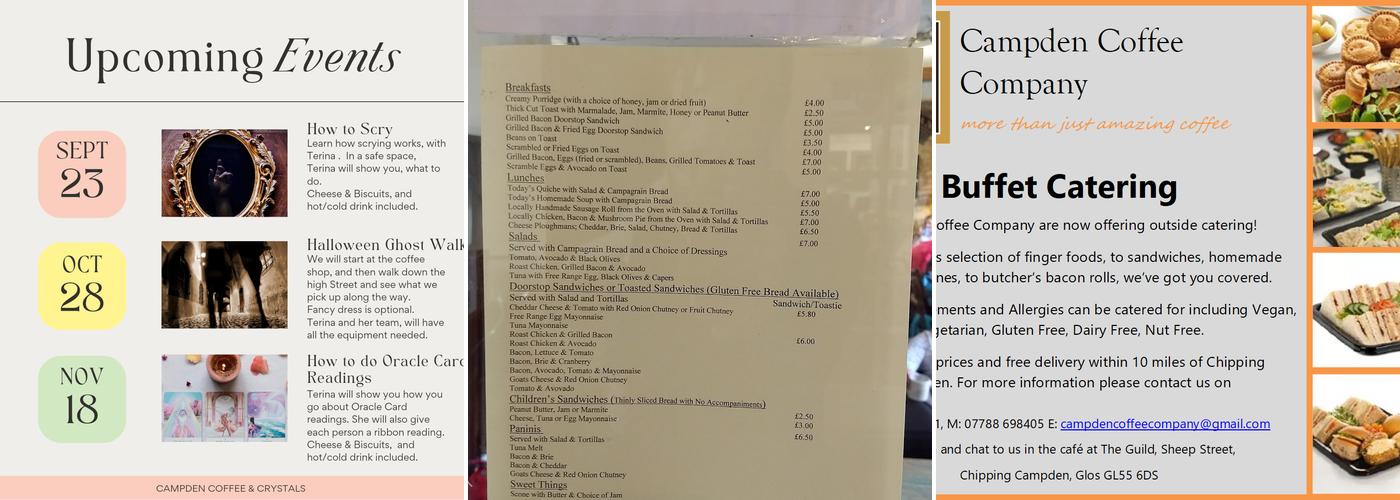 Campden Coffee & Crystals Menu