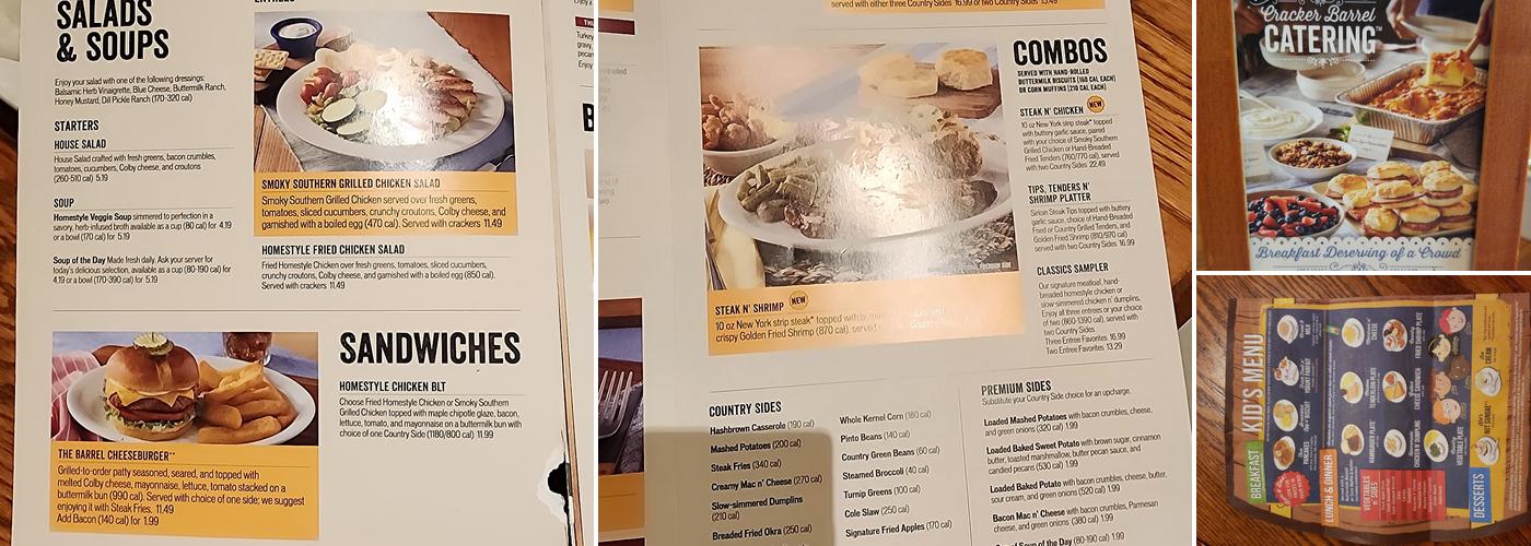 Cracker Barrel Old Country Store Menu