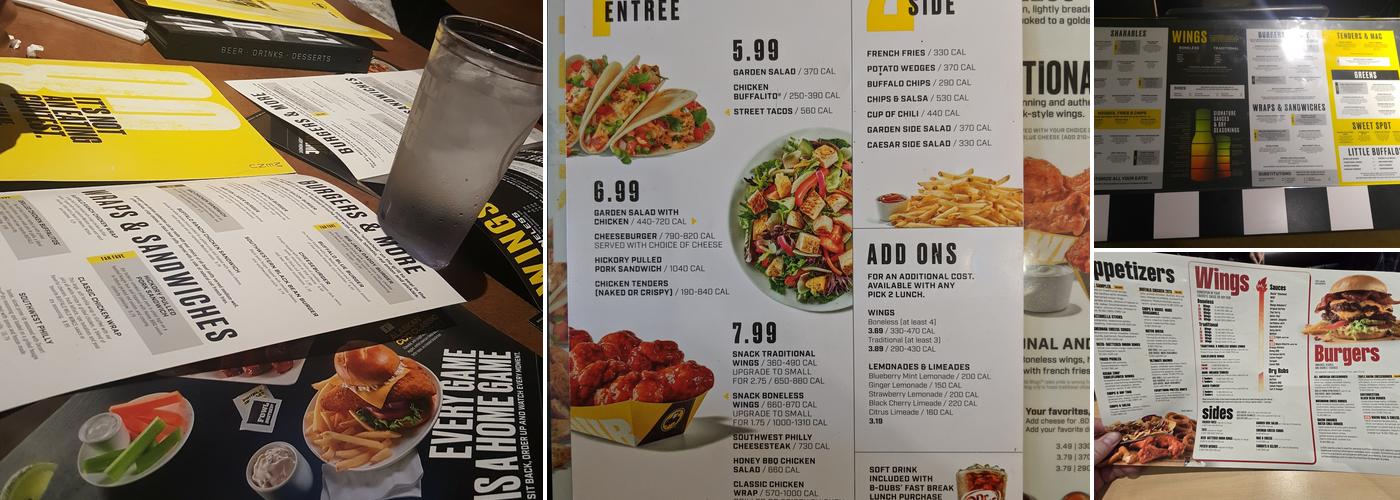 Buffalo Wild Wings Menu