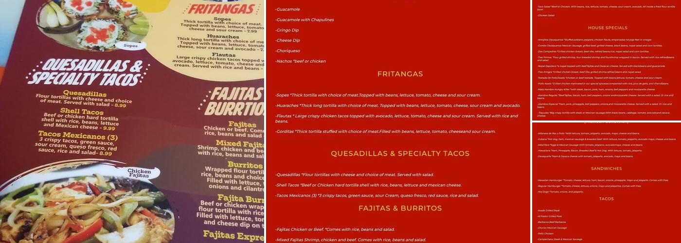 La Oaxaqueña Taqueria and Grocery Store Menu