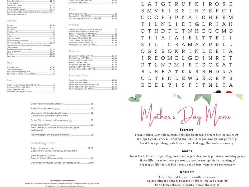 The Black Watch Castle & Museum Menu