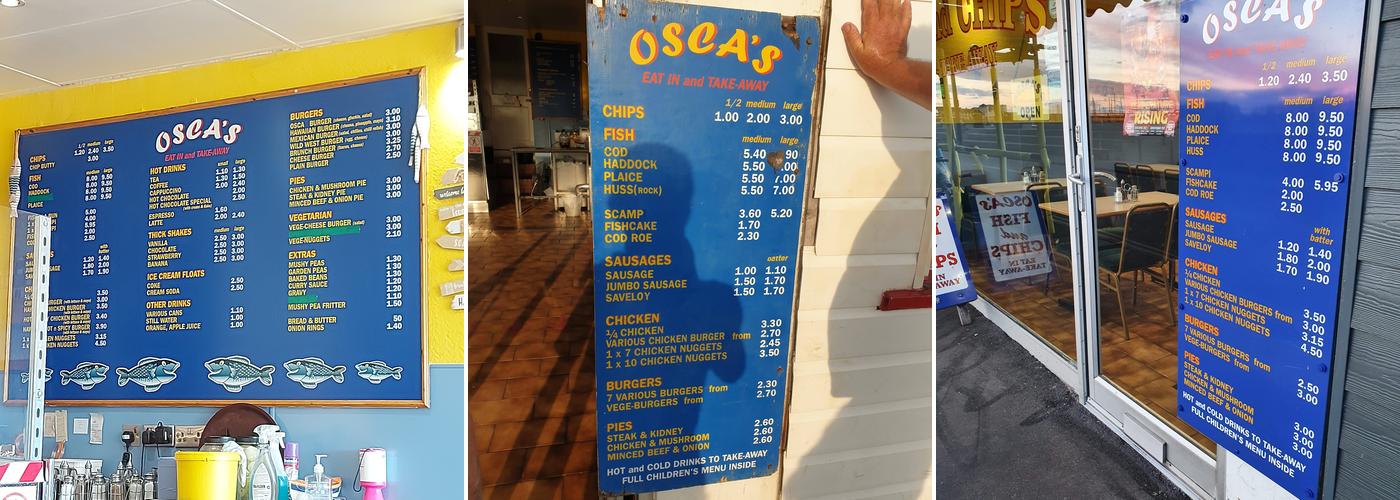 Oscas Fish & Chips Menu