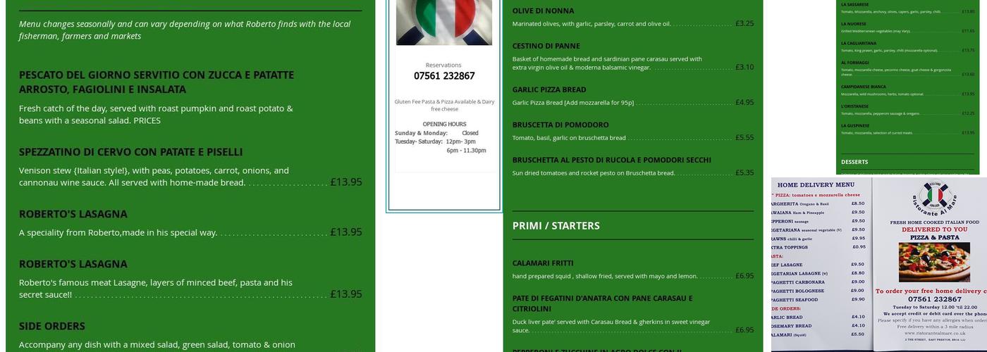 Ristorante Al Mare Menu