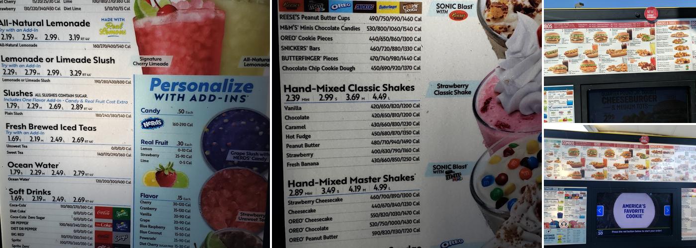 Sonic Drive-In Menu