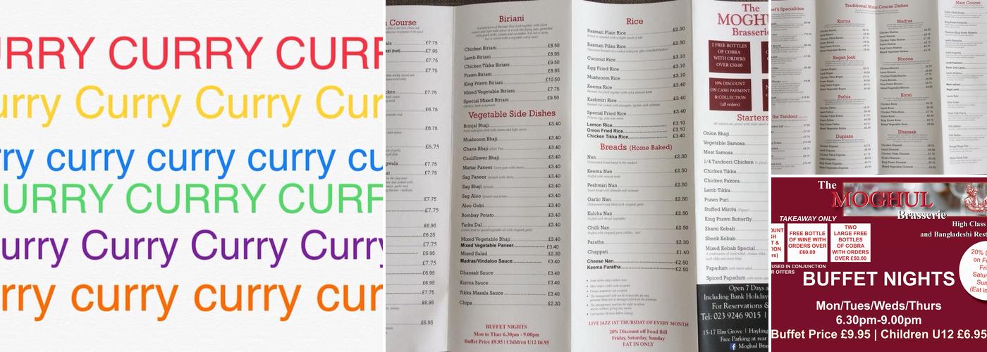 The Moghul Brasserie Menu