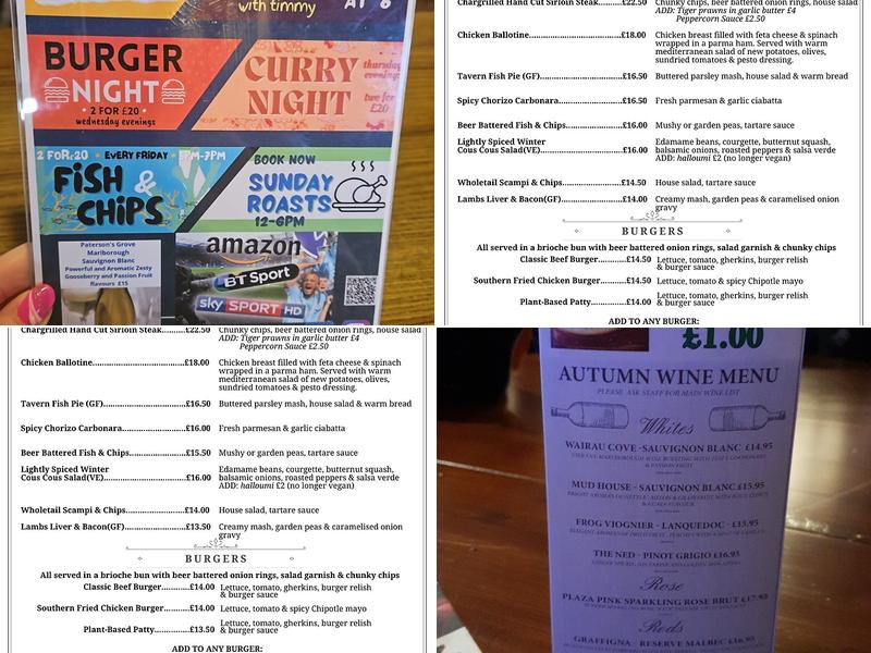 The Eastney Tavern Menu