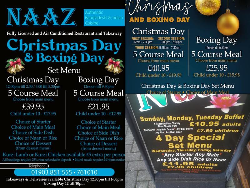 Naaz Restaurant & Takeaway Menu