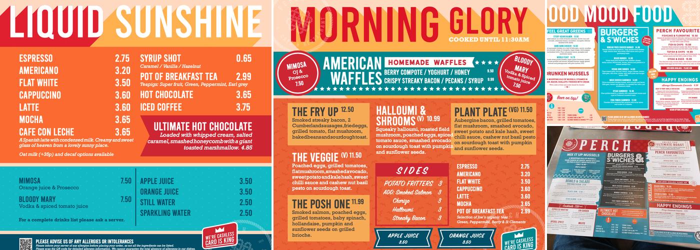 Perch on Lancing Beach Menu