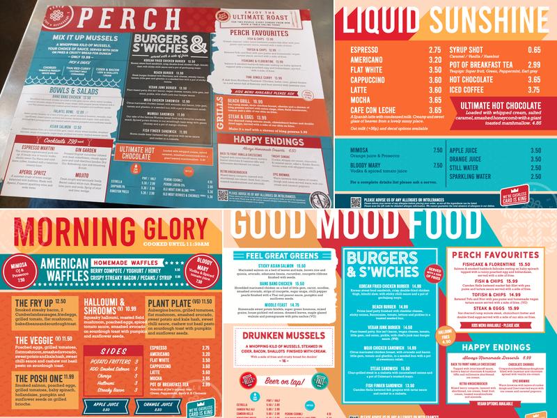 Perch on Lancing Beach Menu