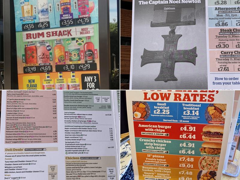 The Captain Noel Newton - JD Wetherspoon Menu