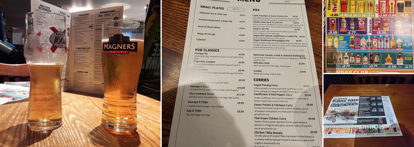 The Lord Arthur Lee - JD Wetherspoon Menu