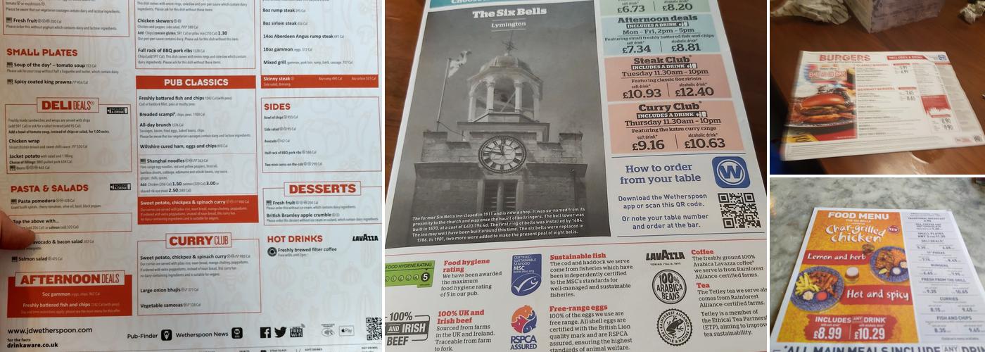 The Six Bells - JD Wetherspoon Menu