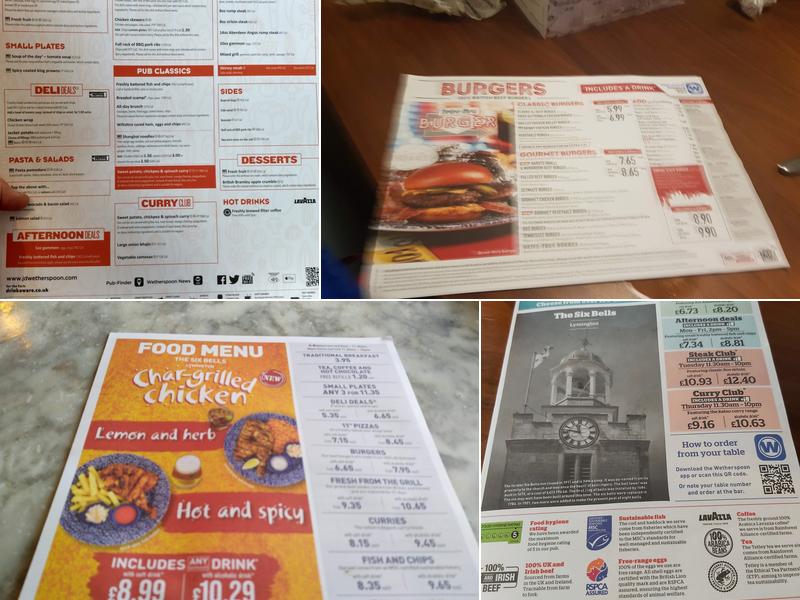 The Six Bells - JD Wetherspoon Menu