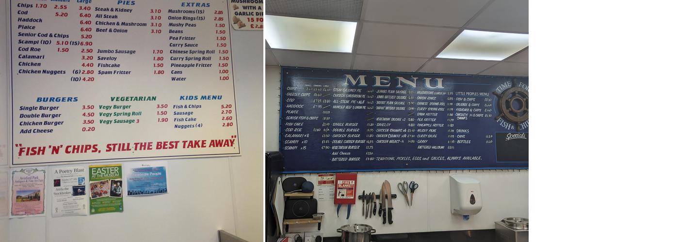 OceanBlue Fish And Chips Midhurst Menu