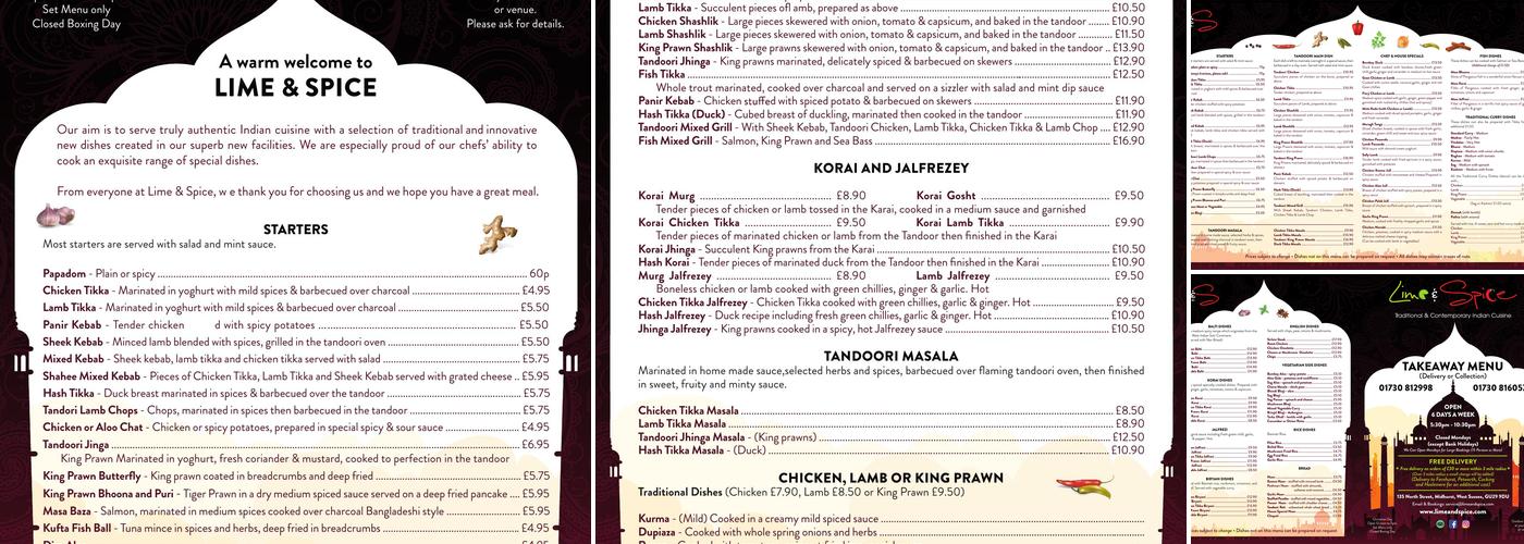 Lime & Spice Menu
