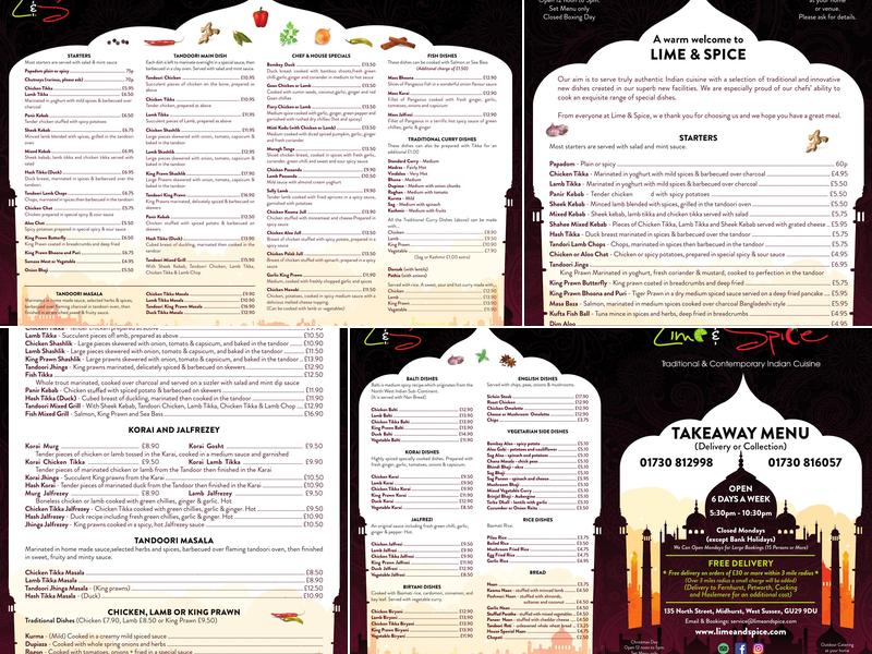 Lime & Spice Menu
