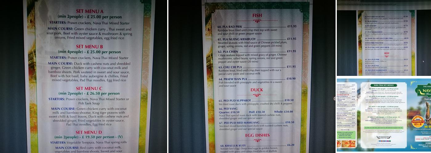 The Hamilton Arms - Nava Thai Menu
