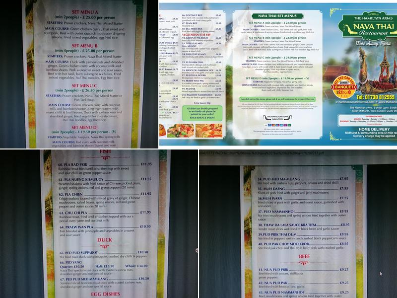 The Hamilton Arms - Nava Thai Menu