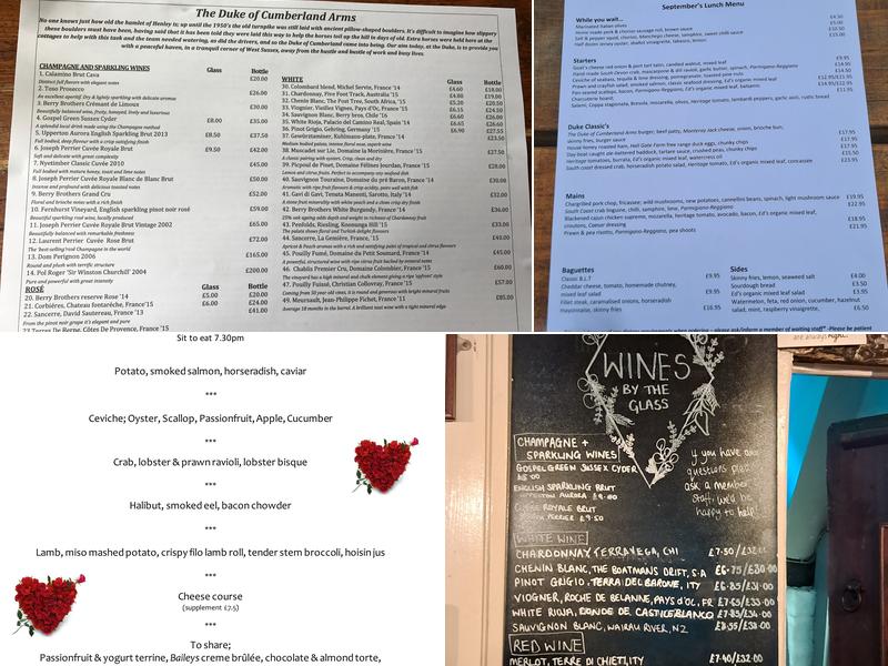 The Duke of Cumberland Arms Menu