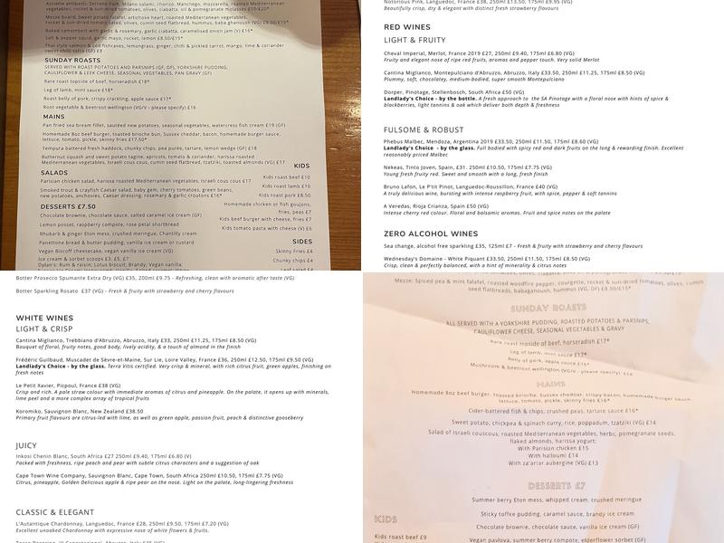 The Royal Oak Menu