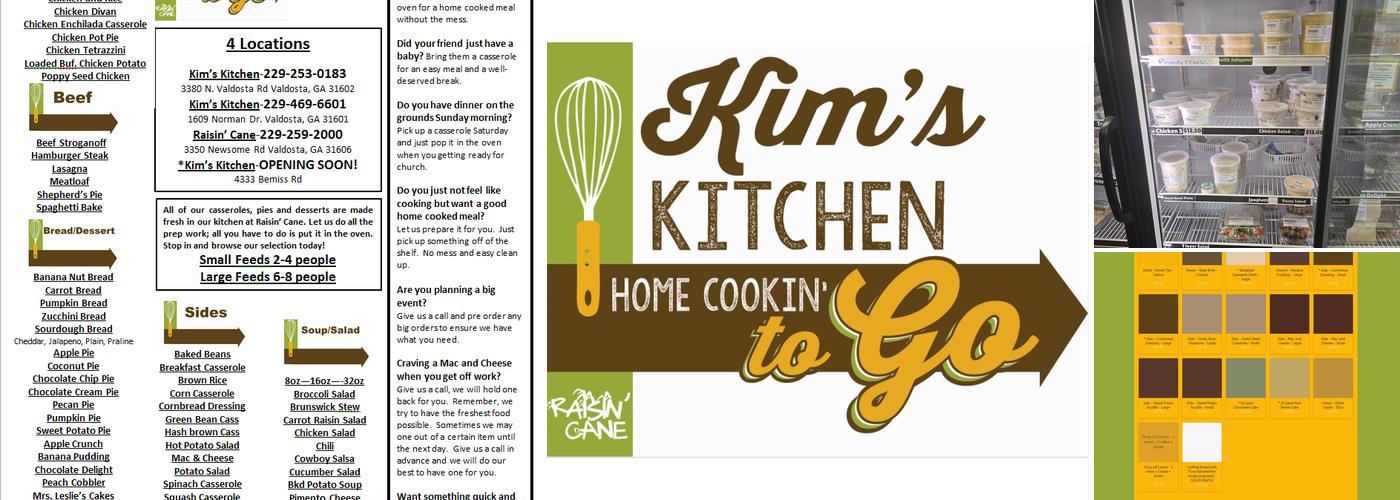 Kim's Kitchen on North Valdosta Rd. - Home Cooking To GO Menu