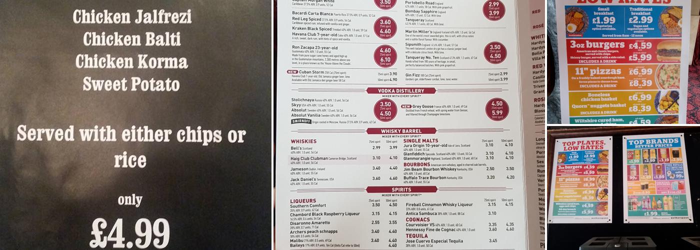 The Albert & The Lion - JD Wetherspoon Menu