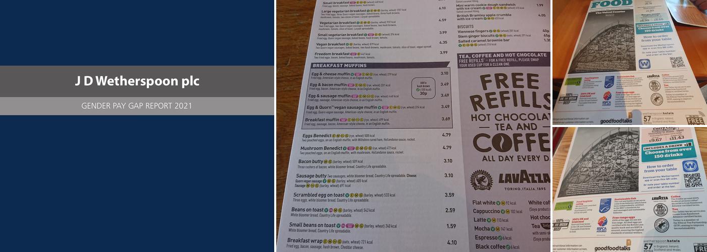 The Velvet Coaster - JD Wetherspoon Menu