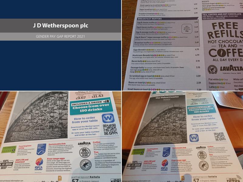 The Velvet Coaster - JD Wetherspoon Menu