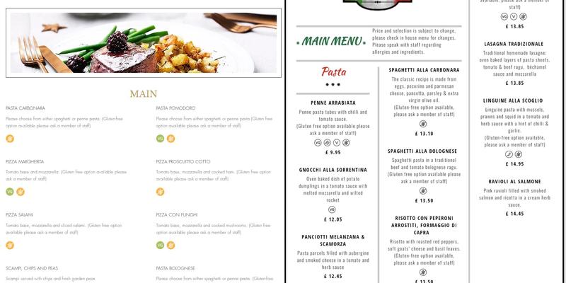 Sapori Italian Restaurant Menu