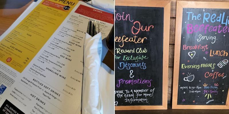 Red Lion Beefeater Menu