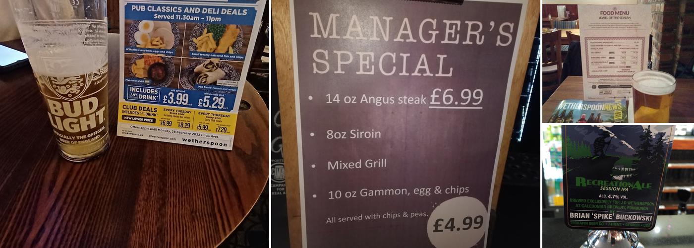 Jewel Of The Severn - JD Wetherspoon Menu