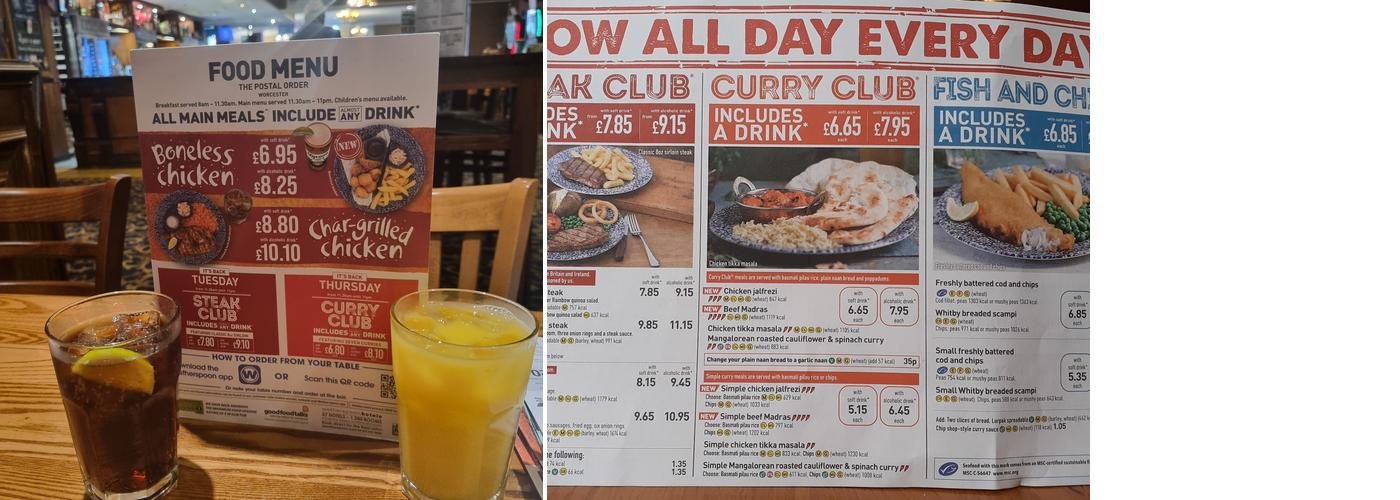 The Postal Order - JD Wetherspoon Menu