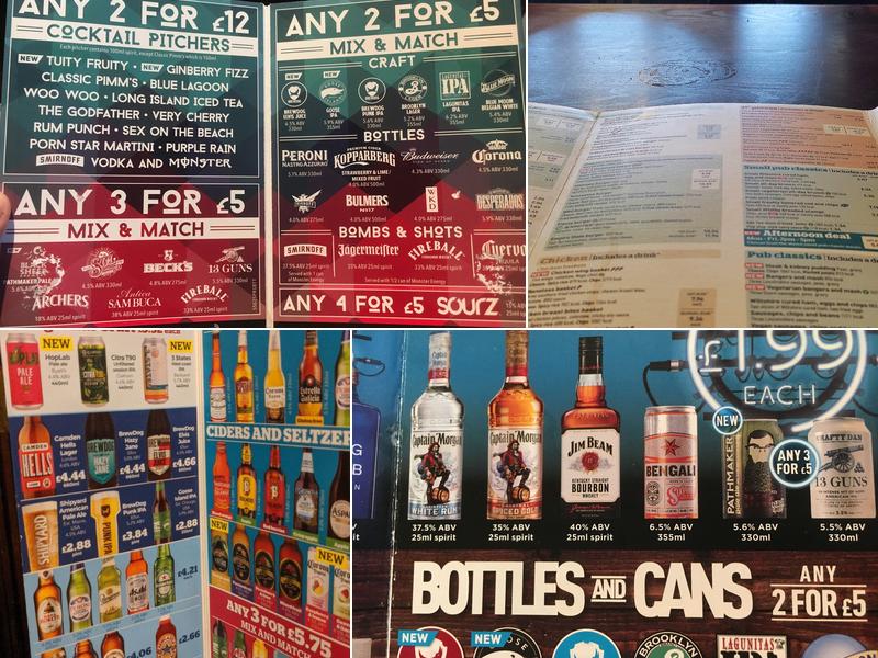 The Foley Arms Hotel (JD Wetherspoons) Menu