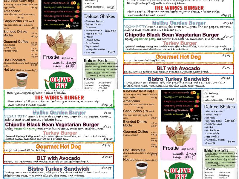 Olive Pit Menu