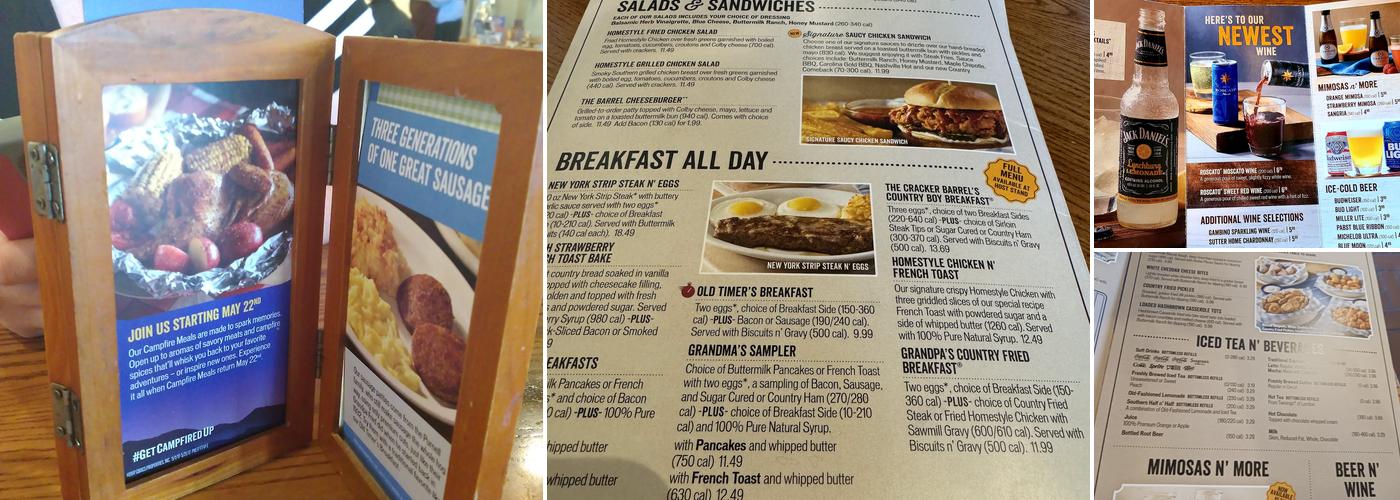 Cracker Barrel Old Country Store Menu