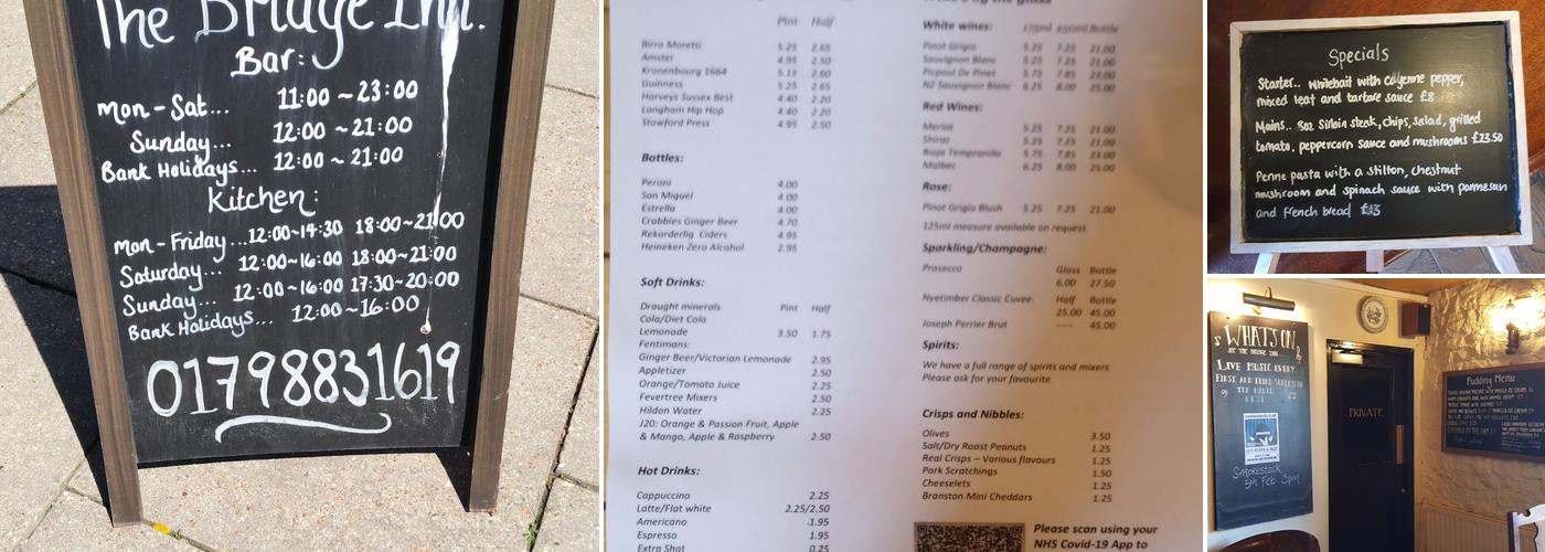 The Bridge Inn Menu