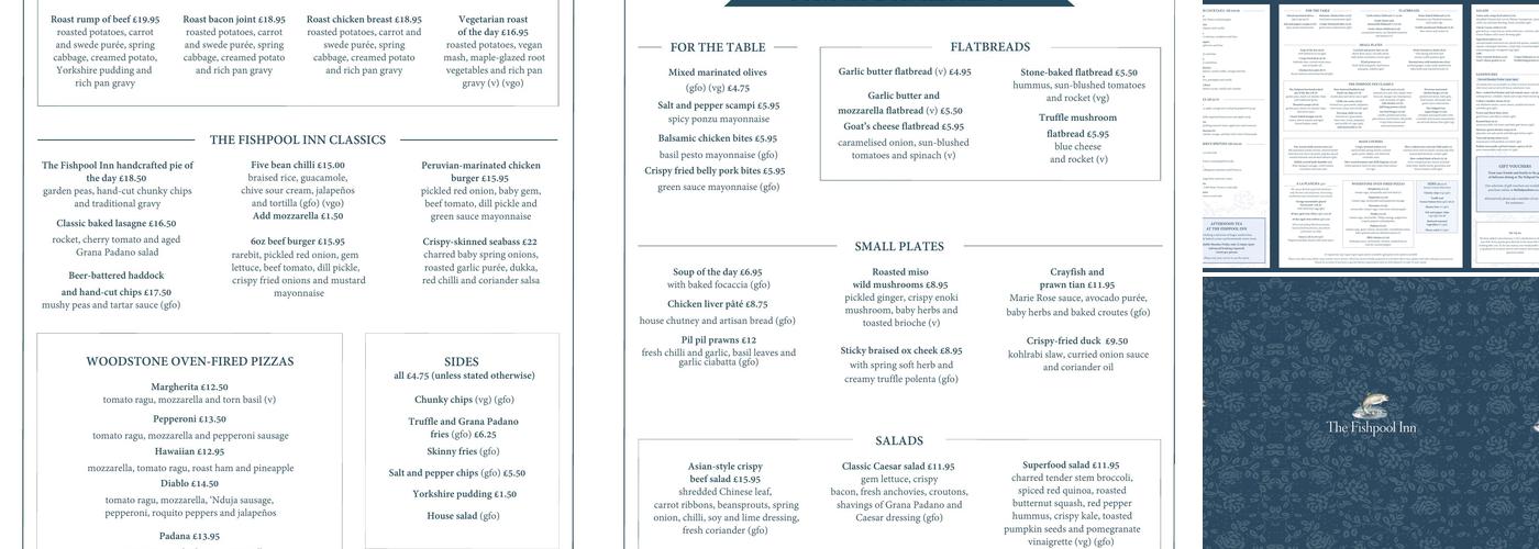 The Fishpool Inn Menu