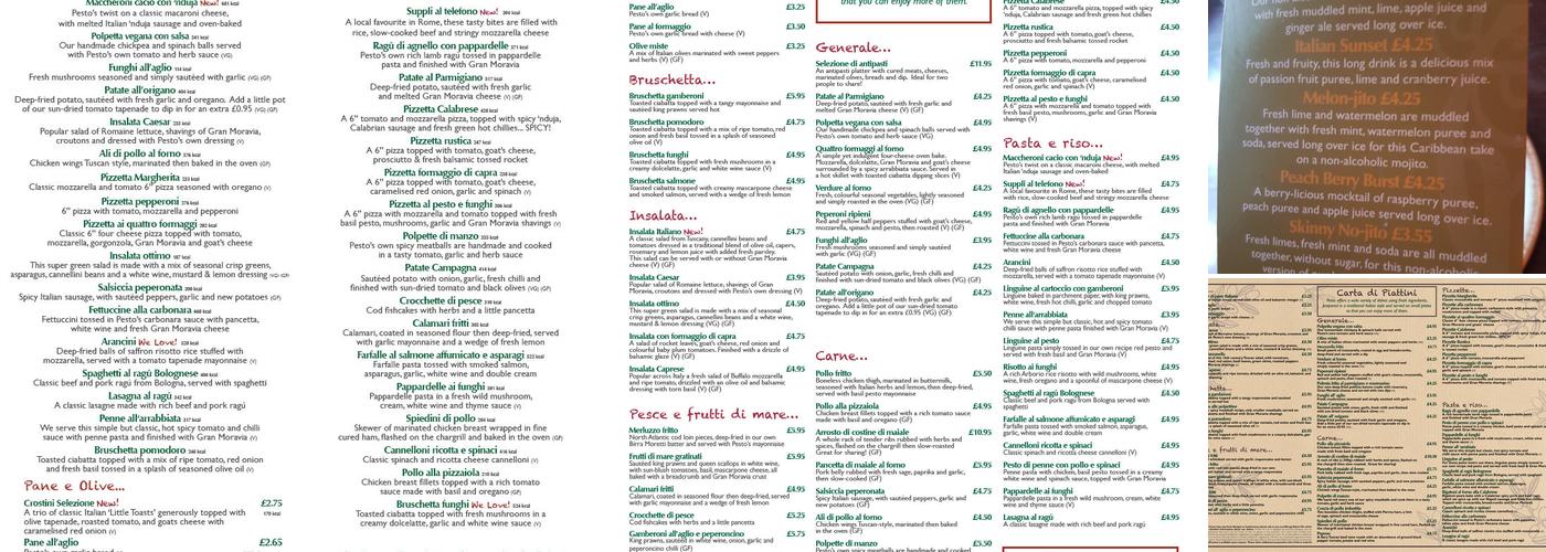 Pesto at Cabbage Hall Menu