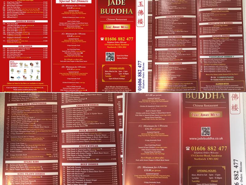 The Jade Buddha Menu