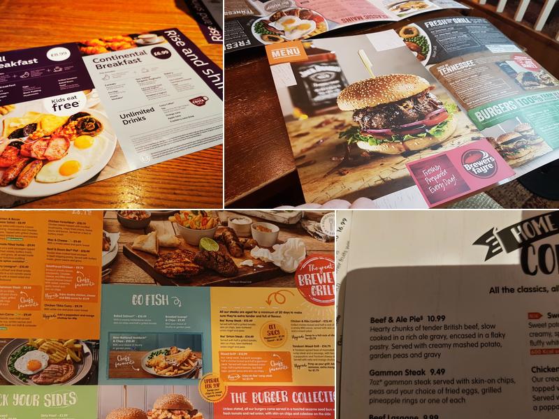 Yeadon Way Brewers Fayre Menu