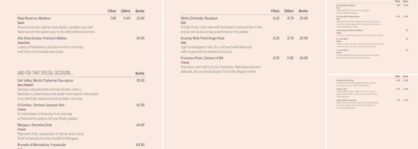 The Inn On The Green Menu