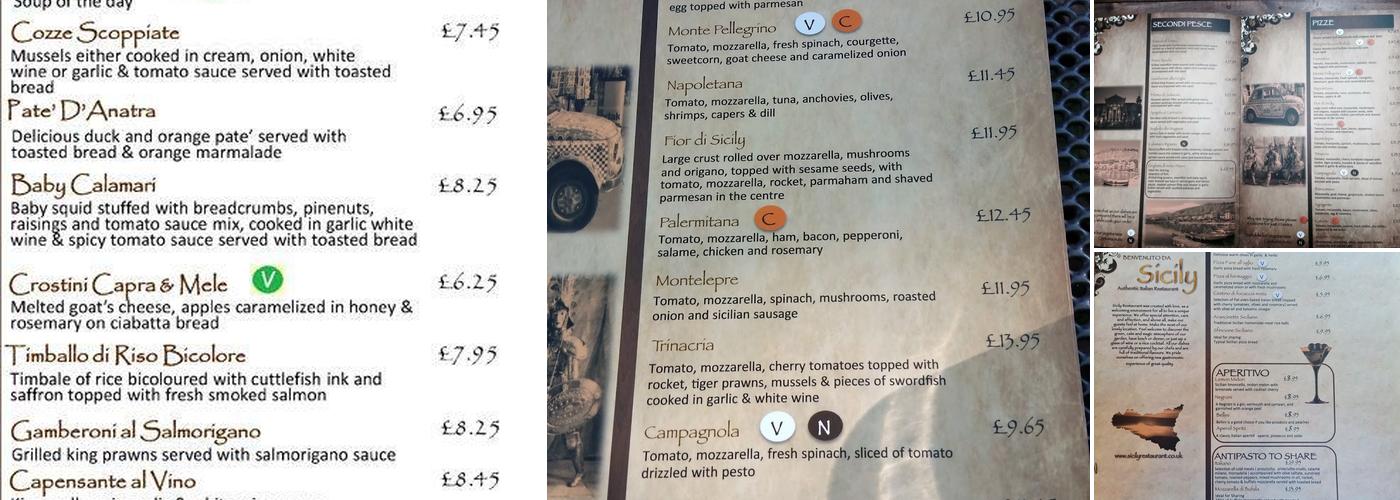 Sicily Restaurant Menu
