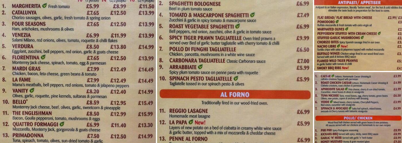 Firebellys (Pizza shop delivery 4 miles) Menu