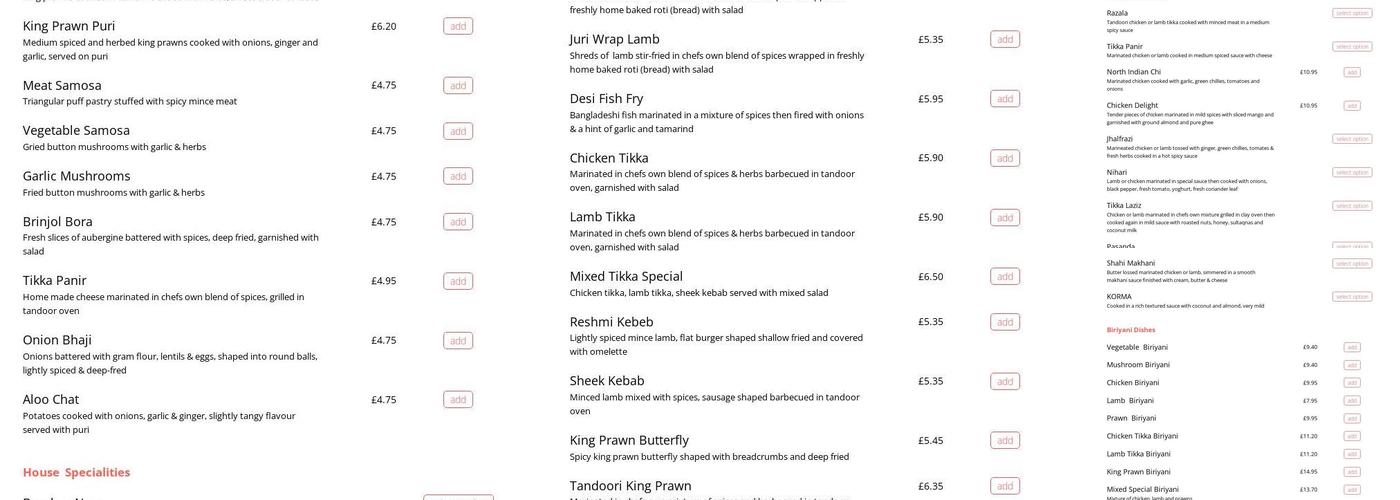 Curry Lounge Menu