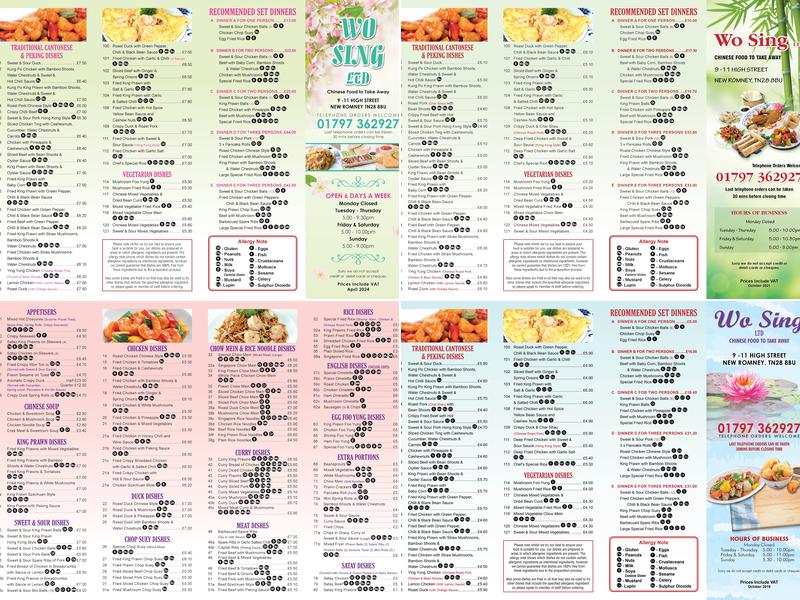 Wo Sing Chinese Take Away Menu