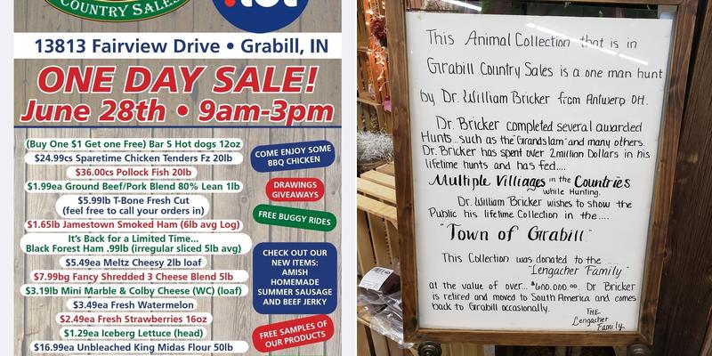 Grabill Country Sales Menu